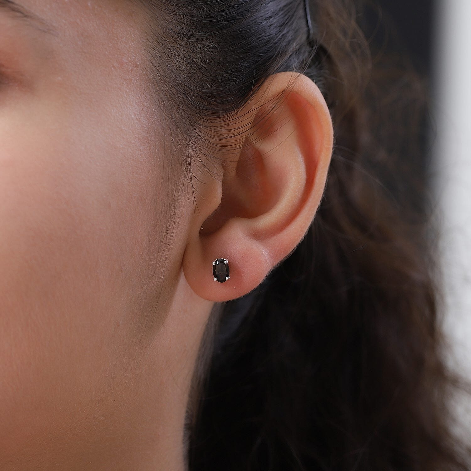 Brazilian Smoky Quartz Solitaire Stud Earrings in Sterling Silver 0.85 ctw