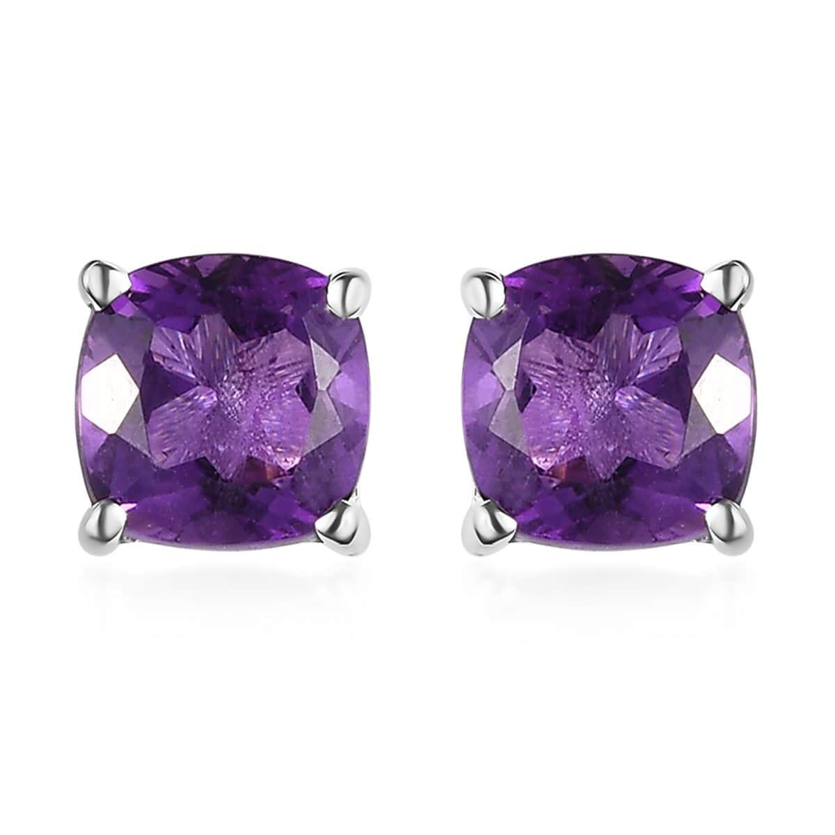 Amethyst Solitaire Stud Earrings in Sterling Silver 1.00 ctw image number 0