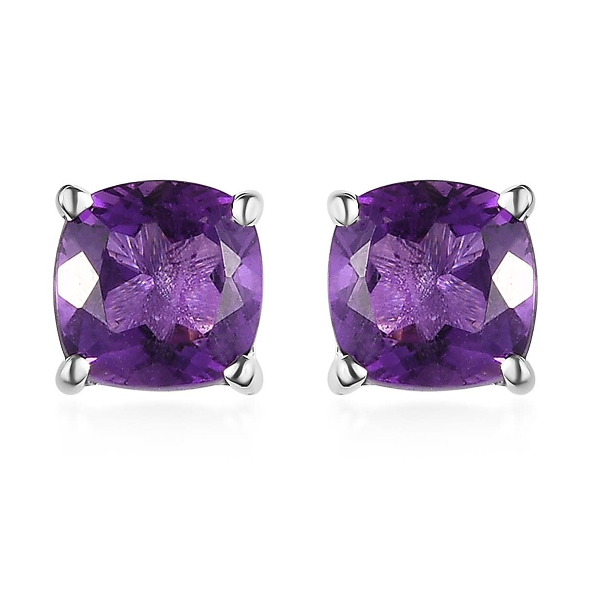 Amethyst Solitaire Stud Earrings in Sterling Silver 1.00 ctw image number 0