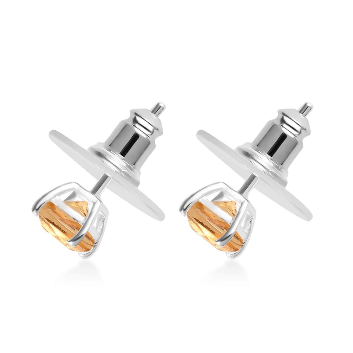 Brazilian Citrine Solitaire Stud Earrings in Sterling Silver 1.25 ctw image number 5