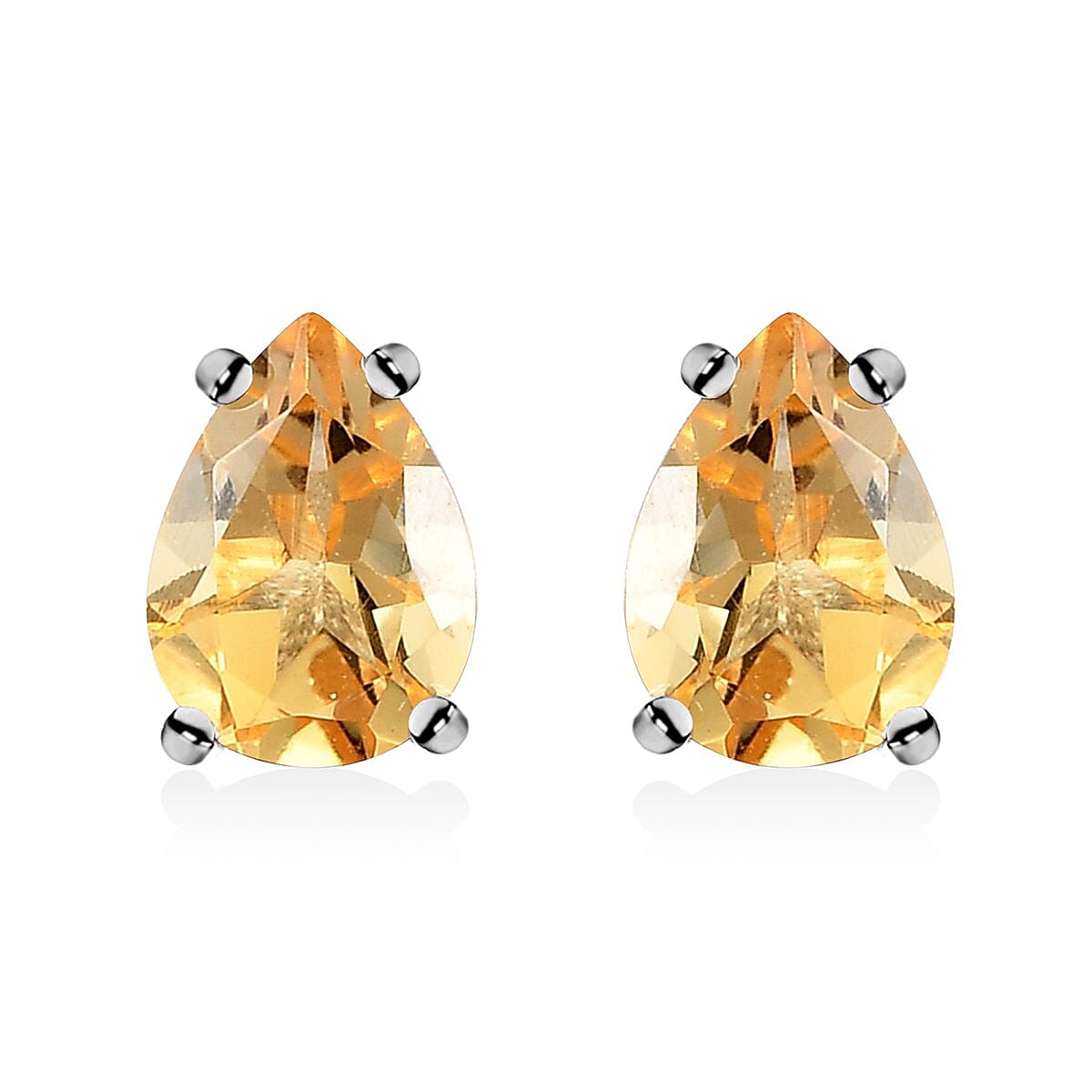 Brazilian Citrine Solitaire Stud Earrings in Sterling Silver 1.25 ctw