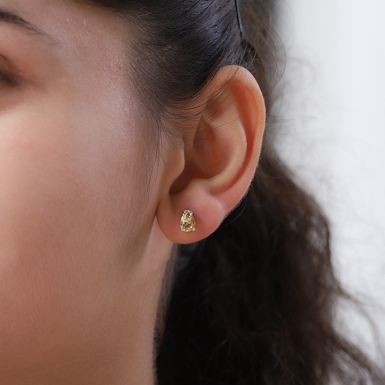 Brazilian Citrine Solitaire Stud Earrings in Sterling Silver 1.25 ctw