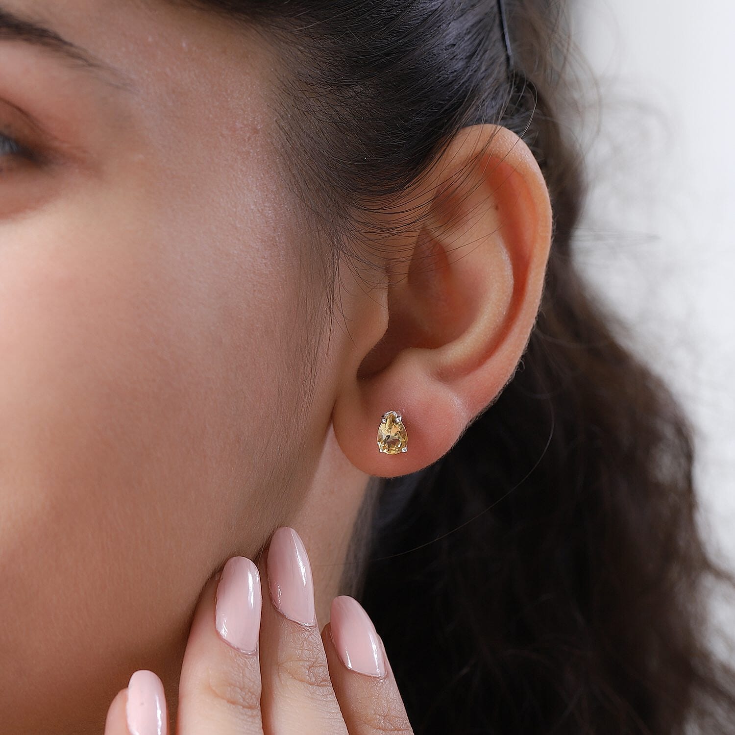 Brazilian Citrine Solitaire Stud Earrings in Sterling Silver 1.25 ctw