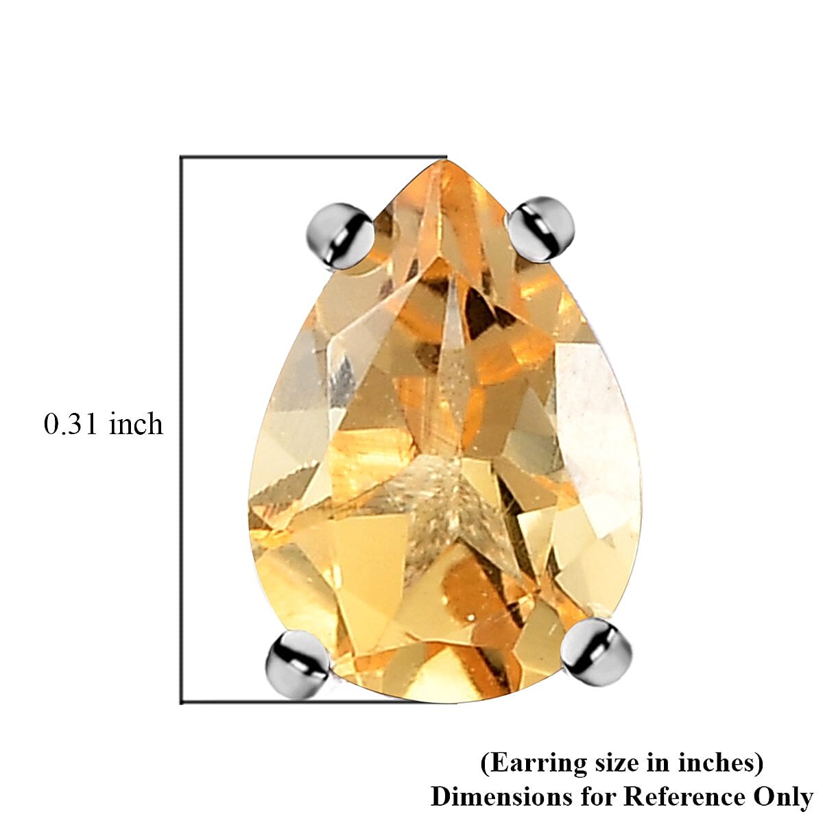 Brazilian Citrine Solitaire Stud Earrings in Sterling Silver 1.25 ctw