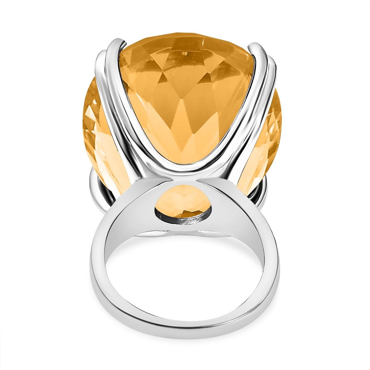 Brazilian Citrine 53.25 ctw Solitaire Ring in Platinum Over Sterling Silver (Size 7.0) image number 4