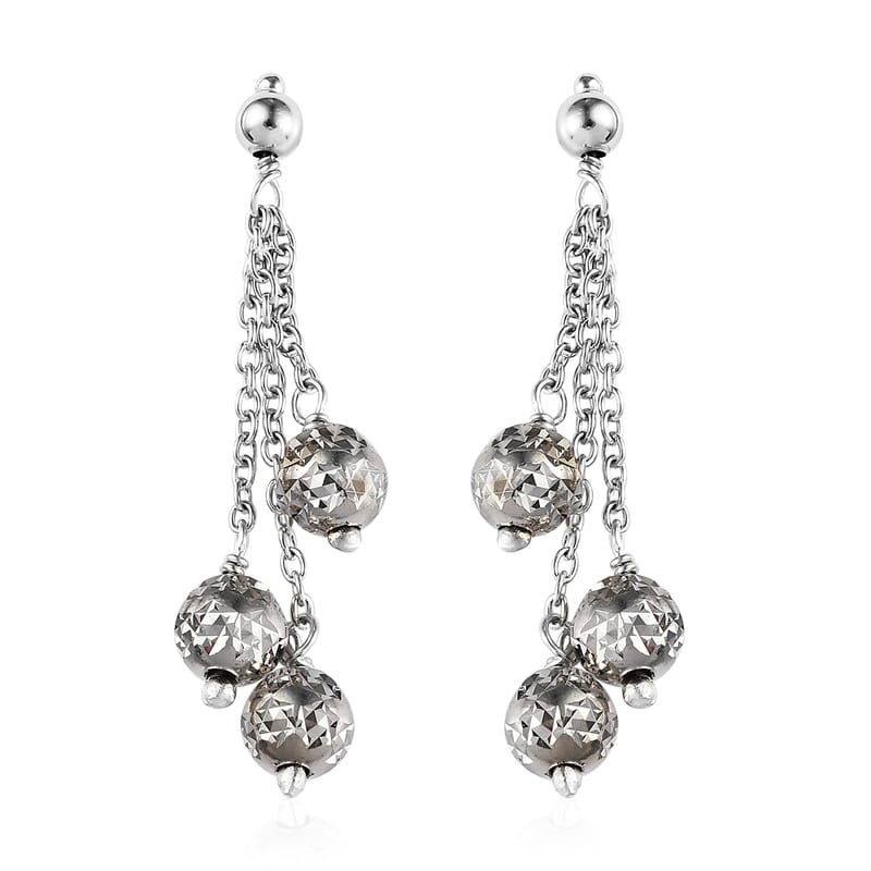 Platinum Over Sterling Silver Dangle Earrings 1.90 Grams