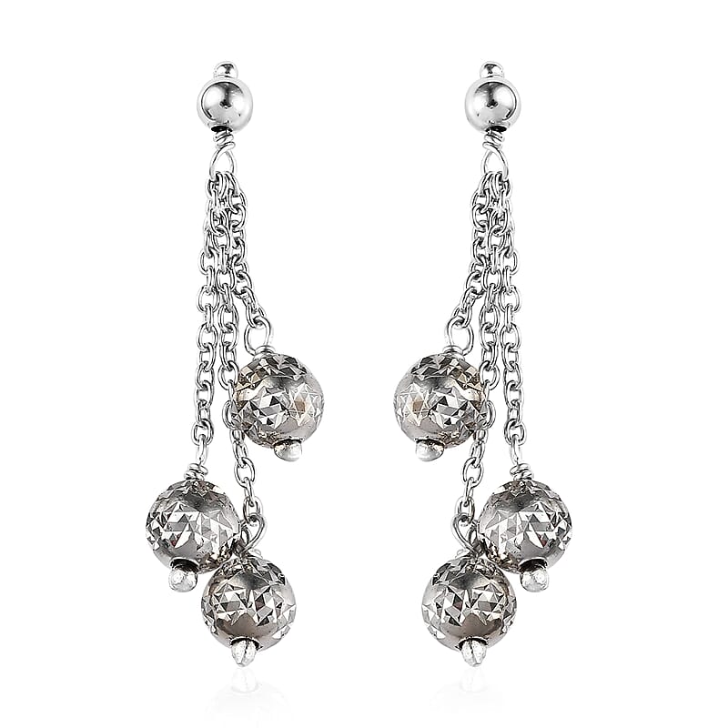 Platinum Over Sterling Silver Dangle Earrings 1.90 Grams