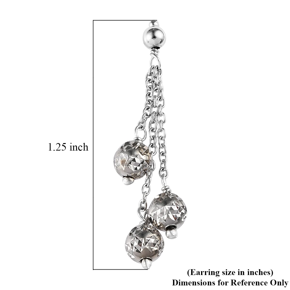 Platinum Over Sterling Silver Dangle Earrings 1.90 Grams image number 3