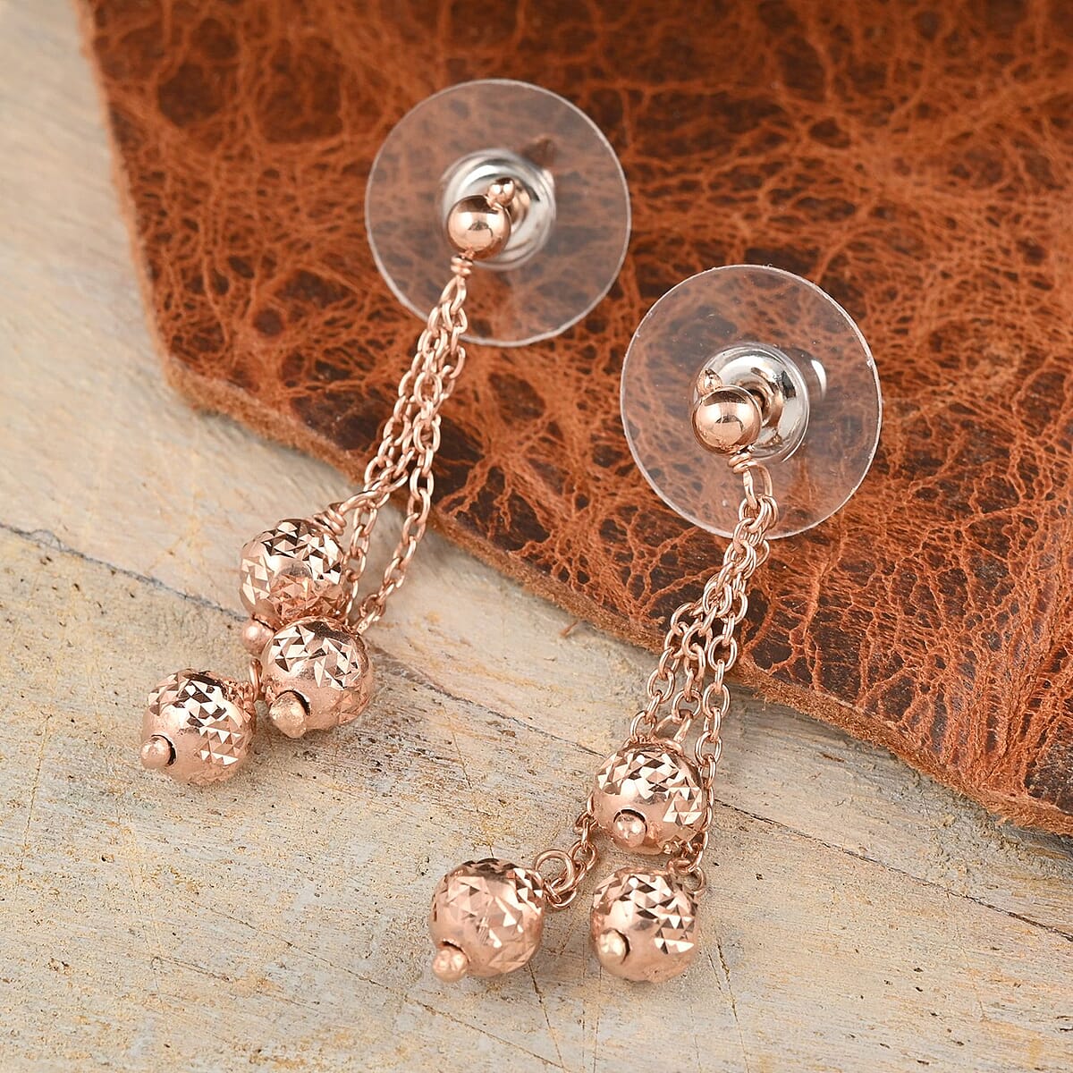 14K Rose Gold Over Sterling Silver Earrings 1.85 Grams image number 1