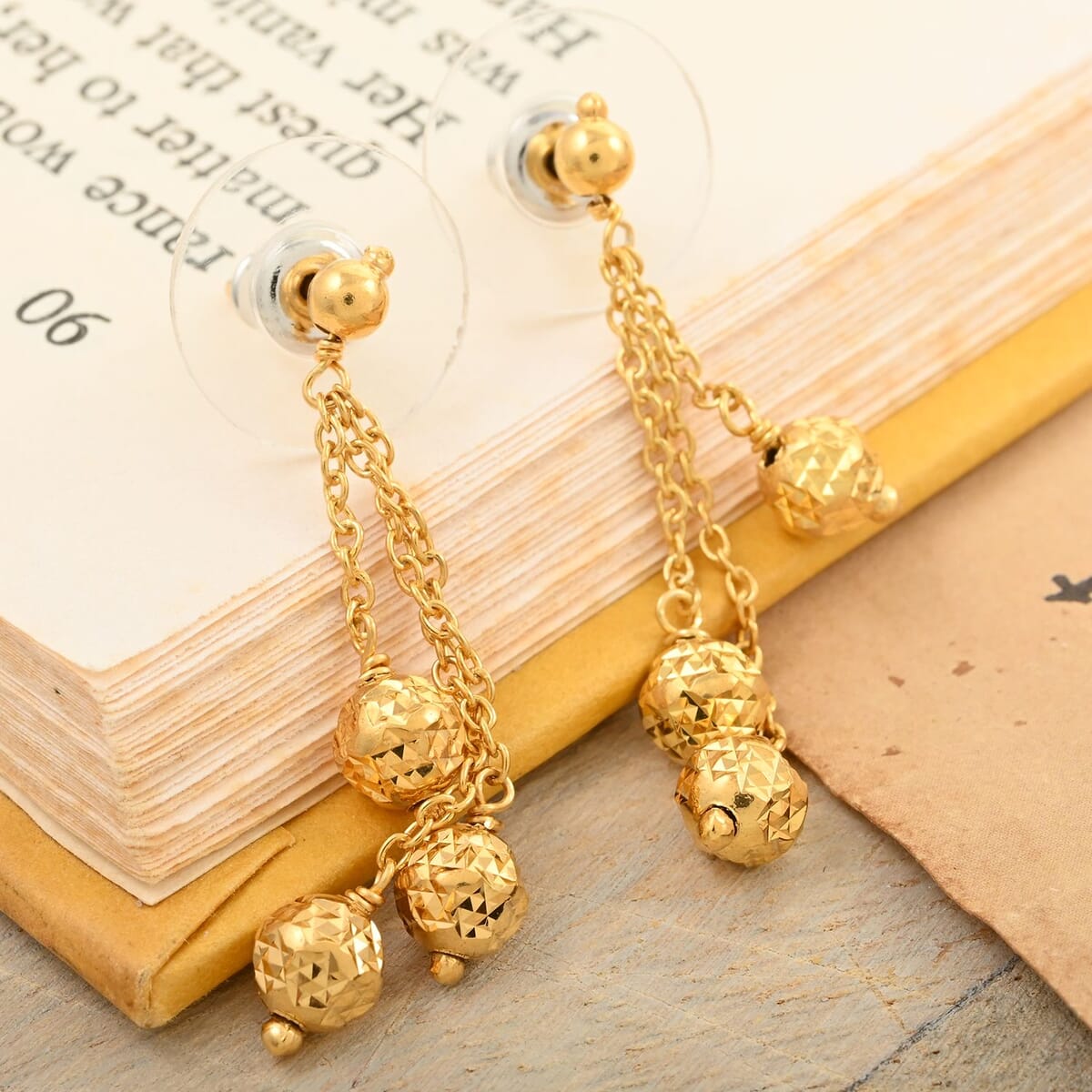 14K Yellow Gold Over Sterling Silver Earrings 1.85 Grams image number 1