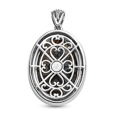 Malagasy Labradorite Solitaire Pendant in Platinum Over Copper with Magnet 25.00 ctw