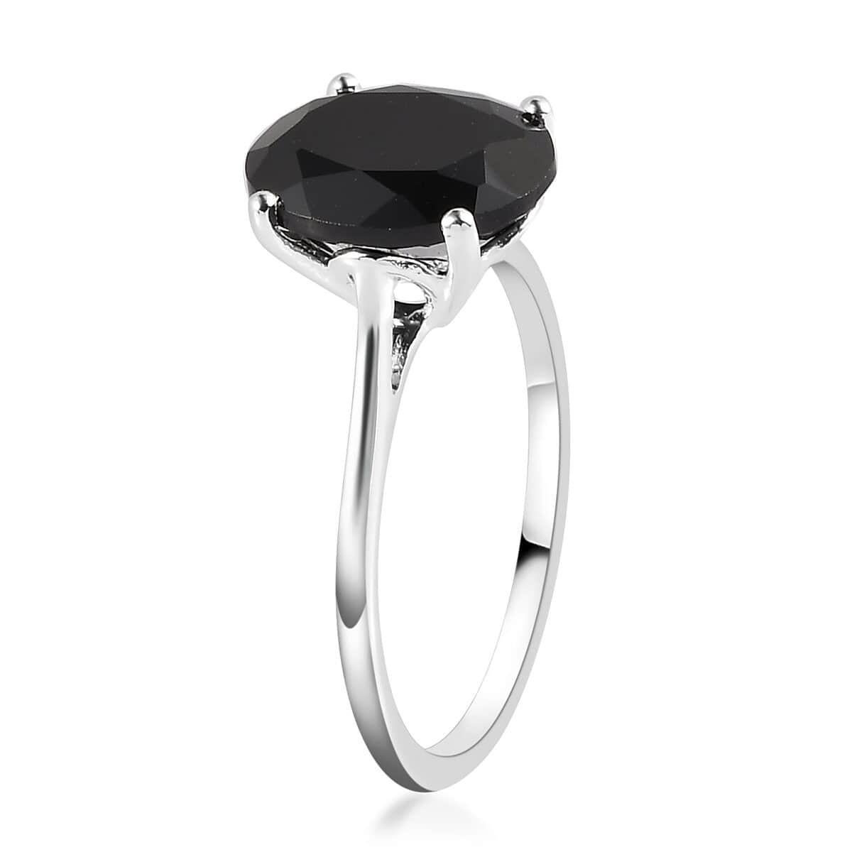 Natural Thai Black Spinel Solitaire Ring in Sterling Silver 3.25 ctw image number 3