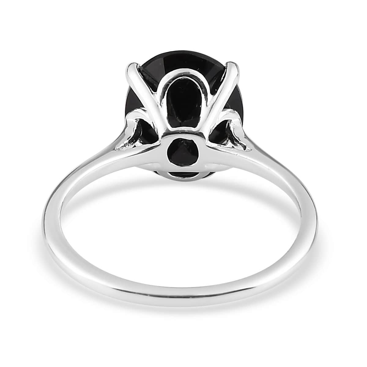 Natural Thai Black Spinel Solitaire Ring in Sterling Silver 3.25 ctw image number 4