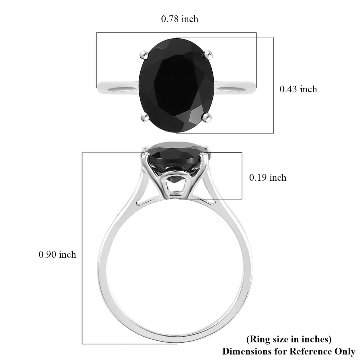 Natural Thai Black Spinel Solitaire Ring in Sterling Silver 3.25 ctw image number 5
