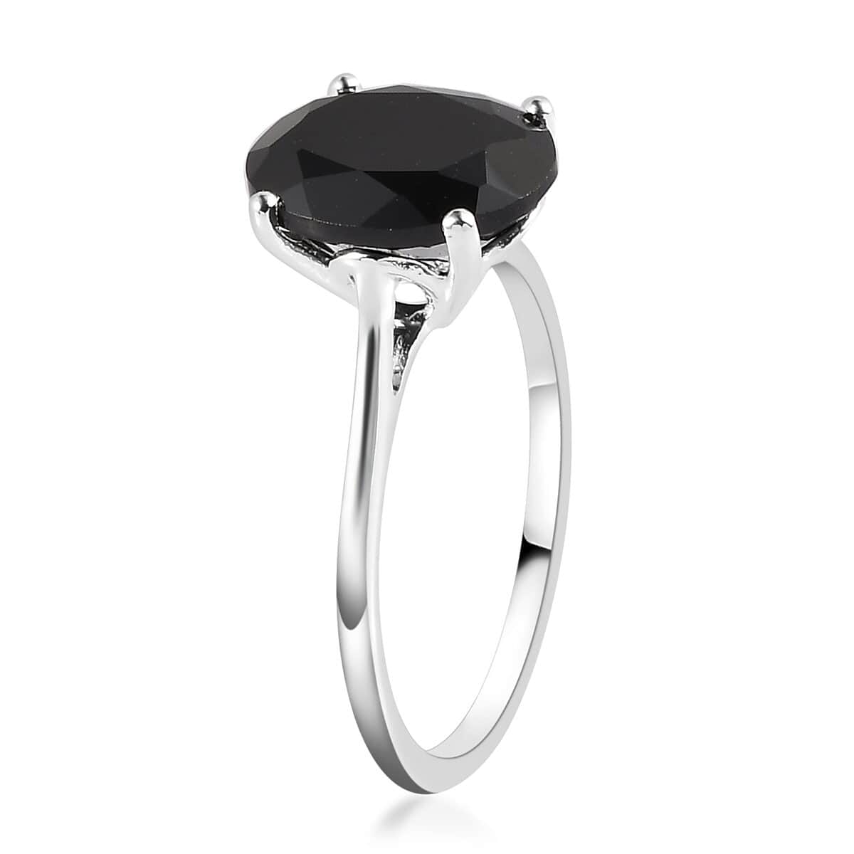 Natural Thai Black Spinel Solitaire Ring in Sterling Silver (Size 5.0) 3.25 ctw image number 3