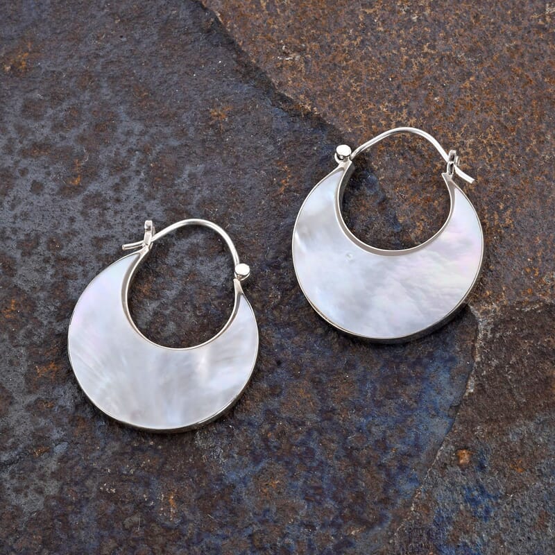 Mother Of Pearl Earrings in Sterling Silver