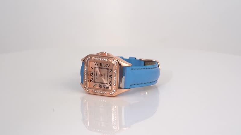 Strada White Austrian Crystal Japanese Movement Watch in Rosetone with Maroon Faux Leather Strap (29.64 mm) (6.50-8.25 Inches)