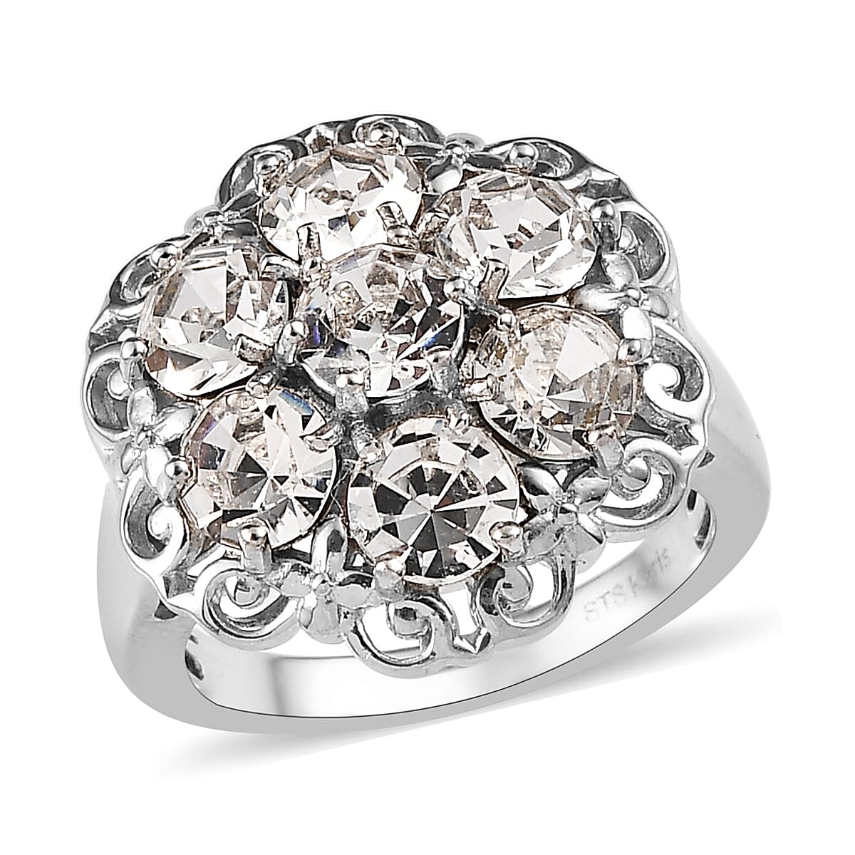 Karis White Crystal Ring in Platinum Bond (Size 5.0) 2.65 ctw