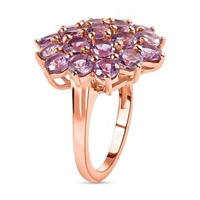 Rose De France Amethyst 4.84 ctw Ring in Vermeil RG Over Sterling Silver (Size 11.5)