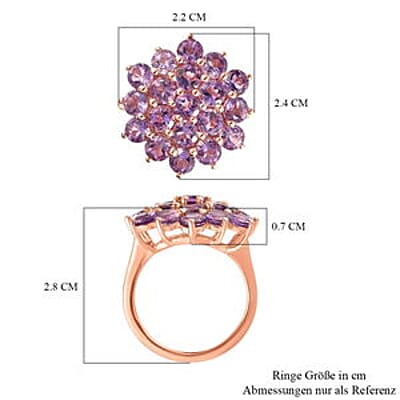 Rose De France Amethyst 4.84 ctw Ring in Vermeil RG Over Sterling Silver (Size 11.5)