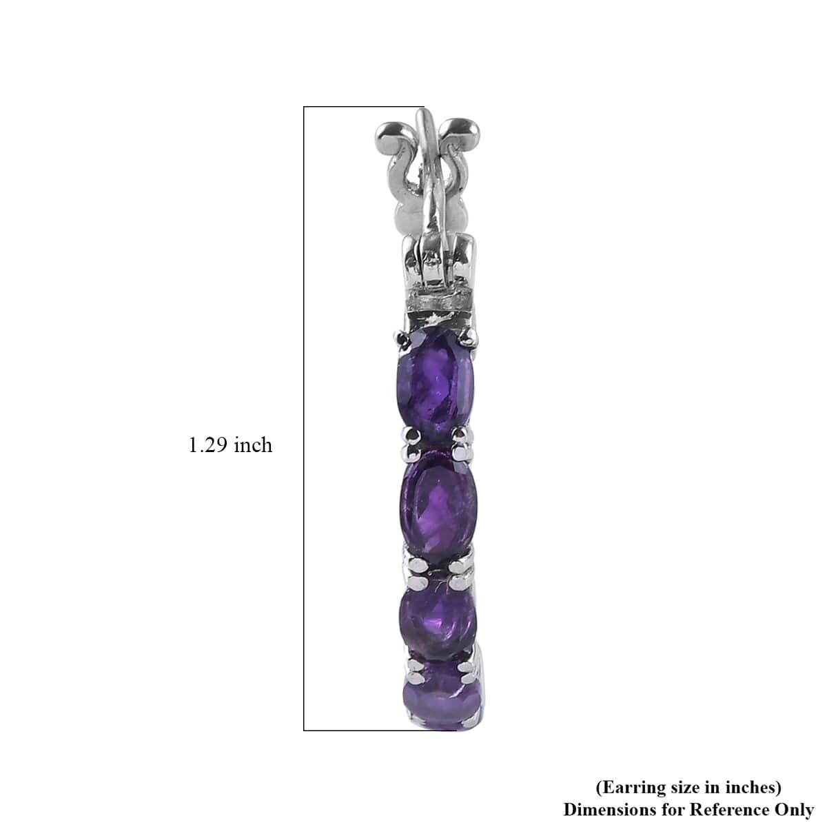 Amethyst Hoop Earrings in Stainless Steel 4.15 ctw image number 4