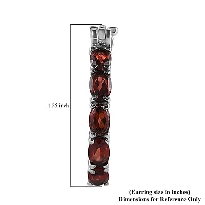 Mozambique Garnet Hoop Earrings in Stainless Steel 5.00 ctw