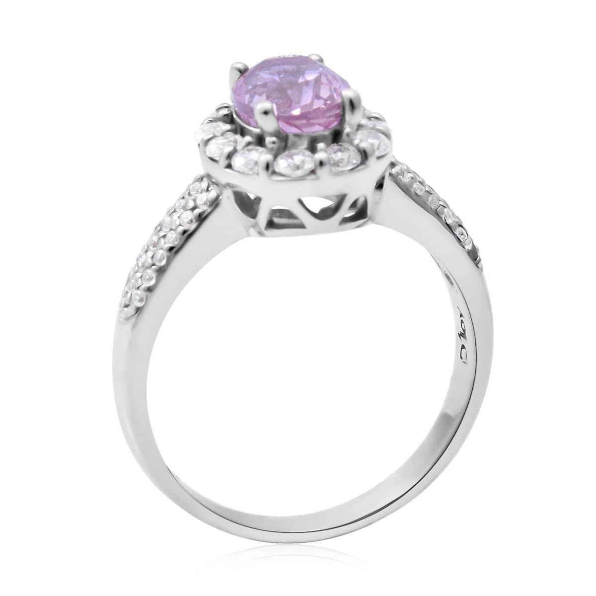 Martha Rocha Kunzite and Natural White Zircon Halo Ring in Platinum Over Sterling Silver 2.90 ctw image number 0