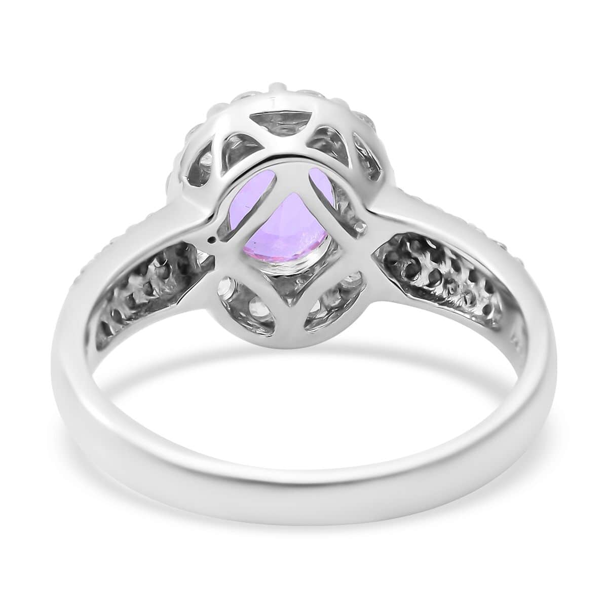 Martha Rocha Kunzite and Natural White Zircon Halo Ring in Platinum Over Sterling Silver 2.90 ctw image number 3