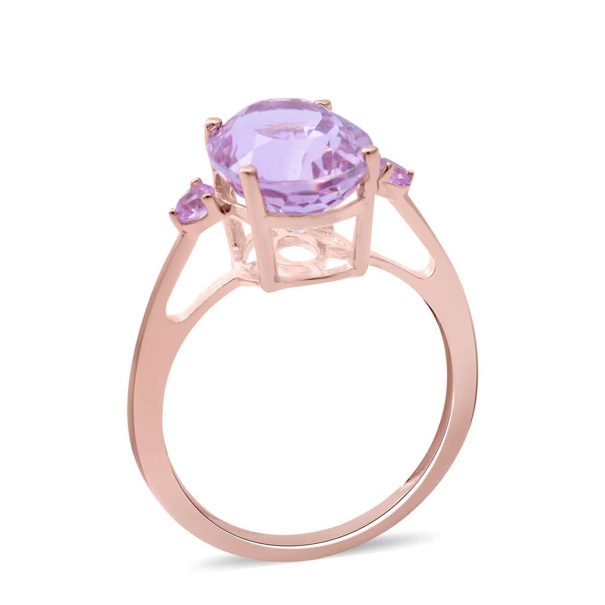 LUXORO 10K Rose Gold Premium Martha Rocha Kunzite and Madagascar Pink Sapphire 3 Stone Ring 4.90 ctw image number 0