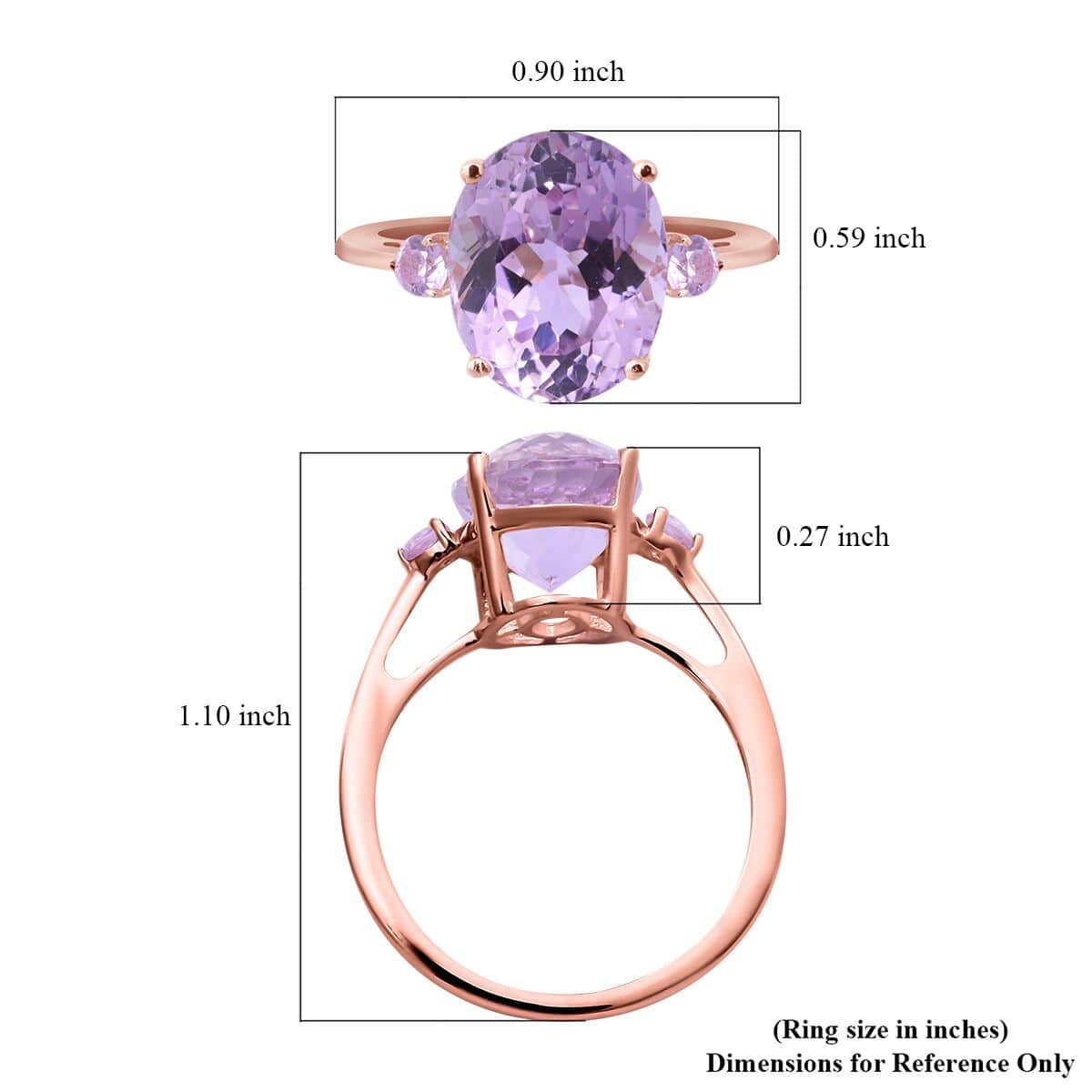 Luxoro 10K Rose Gold Premium Martha Rocha Kunzite and Madagascar Pink Sapphire 3 Stone Ring (Size 10.0) 4.90 ctw image number 4