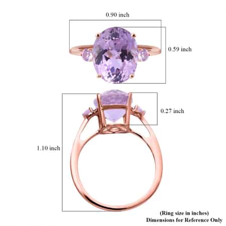Luxoro 10K Rose Gold Premium Martha Rocha Kunzite and Madagascar Pink Sapphire 3 Stone Ring (Size 10.0) 4.90 ctw image number 4