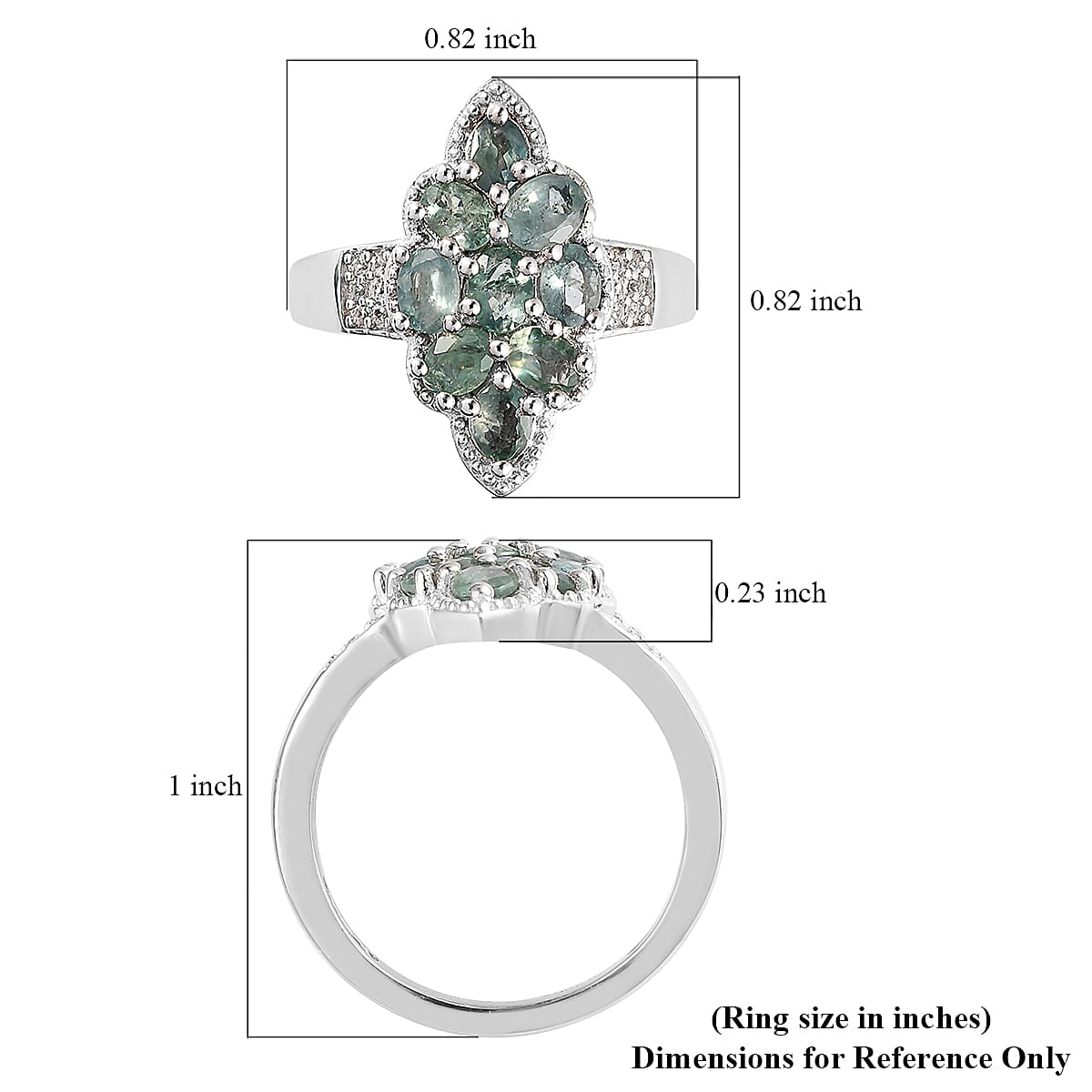 Narsipatnam Alexandrite, Natural White Zircon Ring in Platinum Over Sterling Silver (Size 10.0) 1.65 ctw image number 5