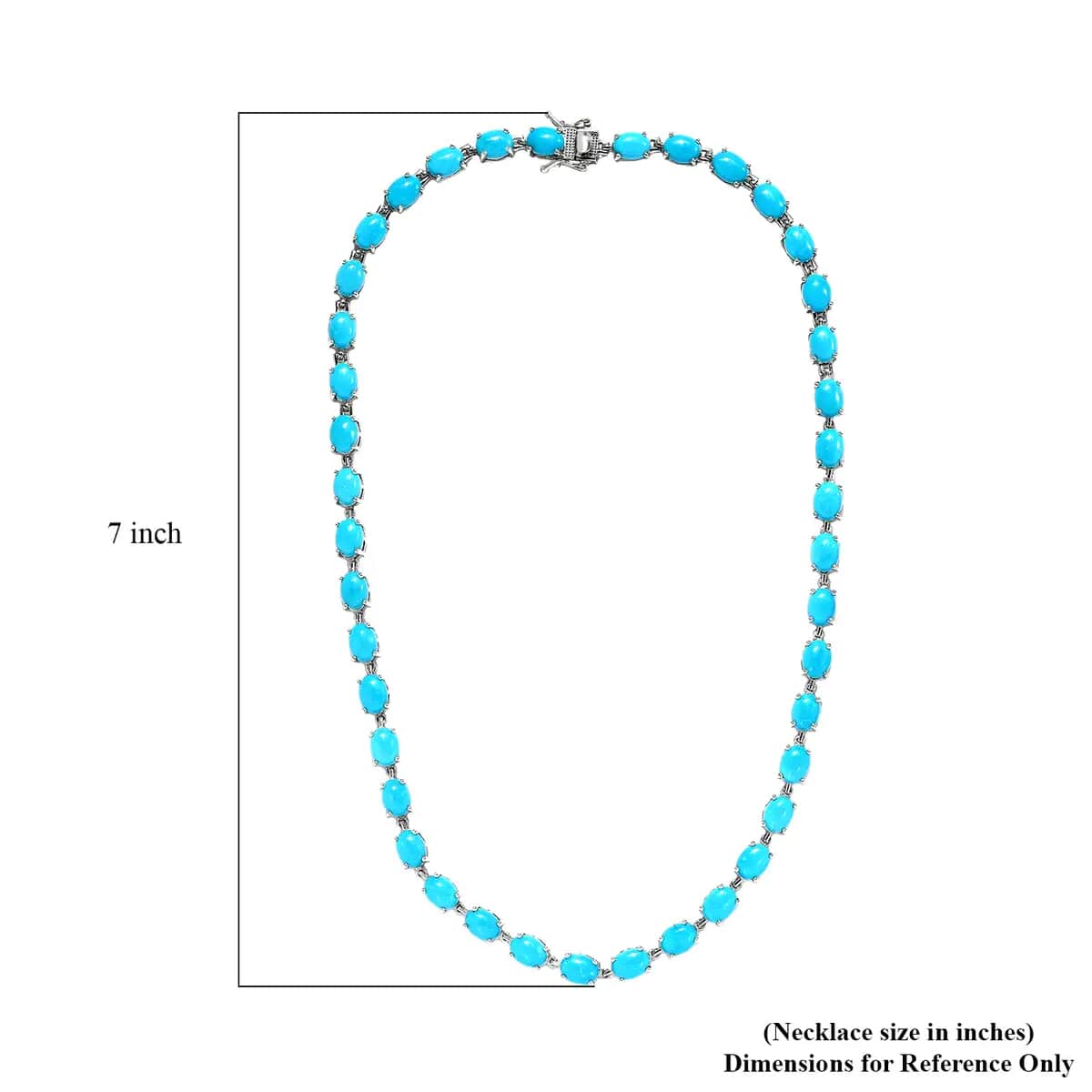 Doorbuster Premium American Natural Sleeping Beauty Turquoise Tennis Necklace 18 Inches in Platinum Over Sterling Silver 18.50 Grams 42.40 ctw image number 5