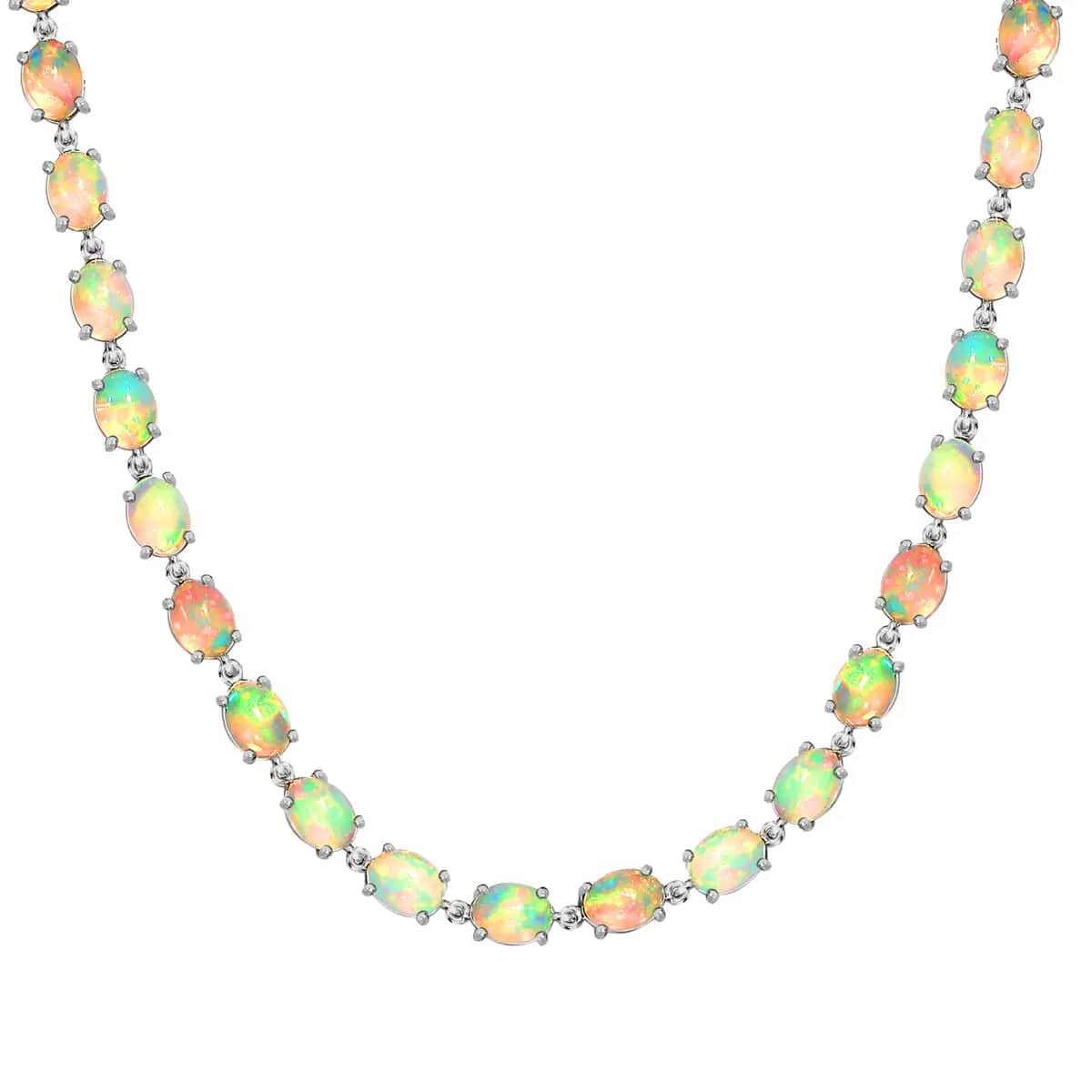 Premium Ethiopian Welo Opal Tennis Necklace in Platinum Over Sterling Silver, Tennis Necklace 41.00 ctw (18 Inches) image number 0