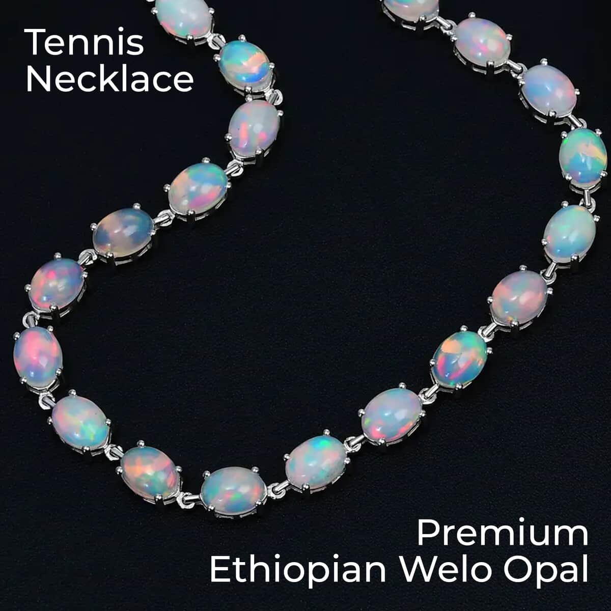 Premium Ethiopian Welo Opal Tennis Necklace in Platinum Over Sterling Silver, Tennis Necklace 41.00 ctw (18 Inches) image number 1