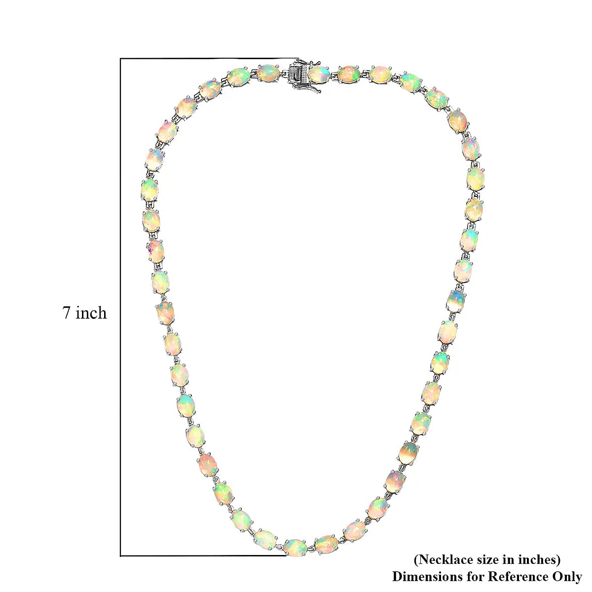 D'Joy Premium Ethiopian Welo Opal Tennis Necklace in Platinum Over Sterling Silver, Tennis Necklace 41.00 ctw (18 Inches)