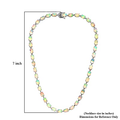 D'Joy Premium Ethiopian Welo Opal Tennis Necklace in Platinum Over Sterling Silver, Tennis Necklace 41.00 ctw (18 Inches)