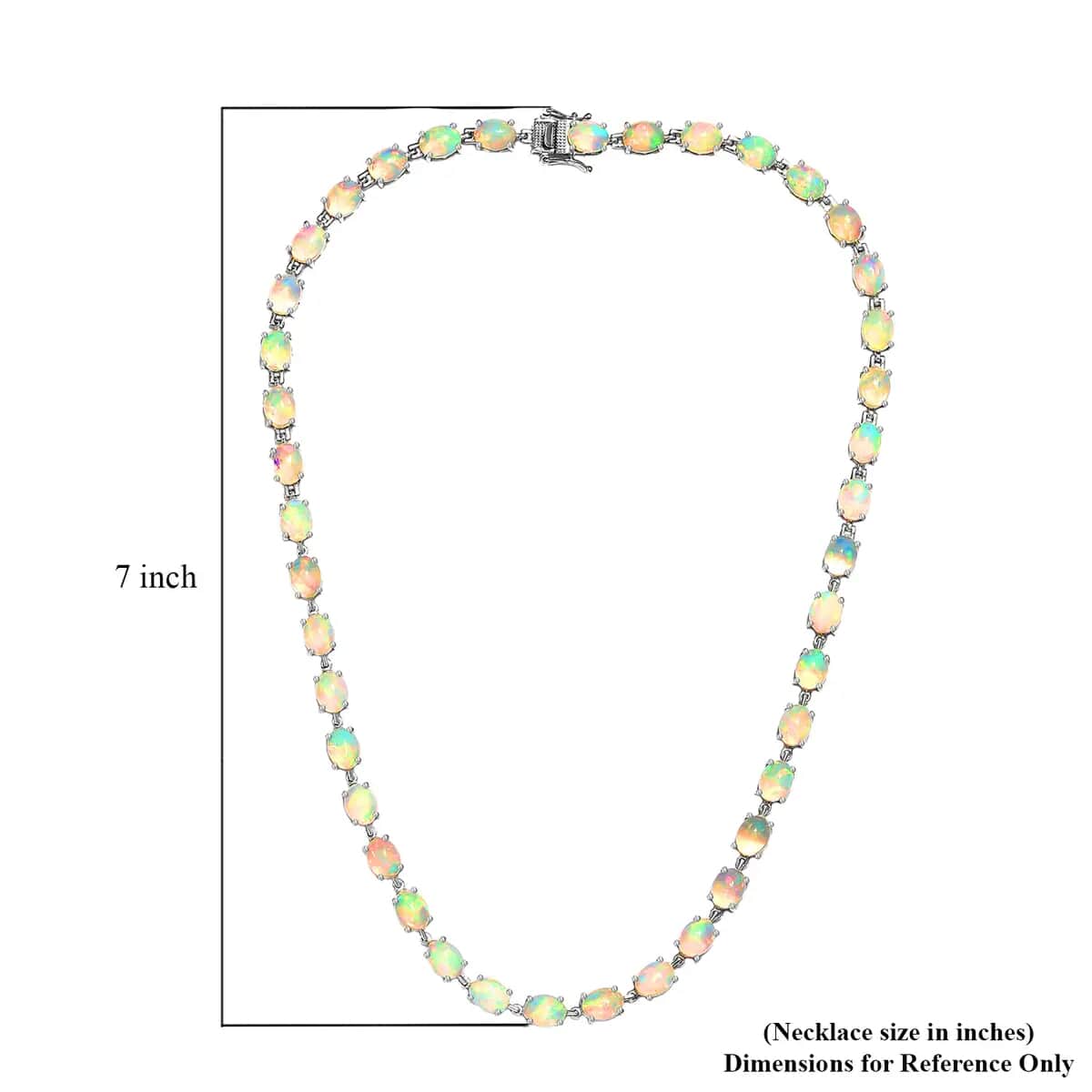 Premium Ethiopian Welo Opal Tennis Necklace in Platinum Over Sterling Silver, Tennis Necklace 41.00 ctw (18 Inches) image number 6
