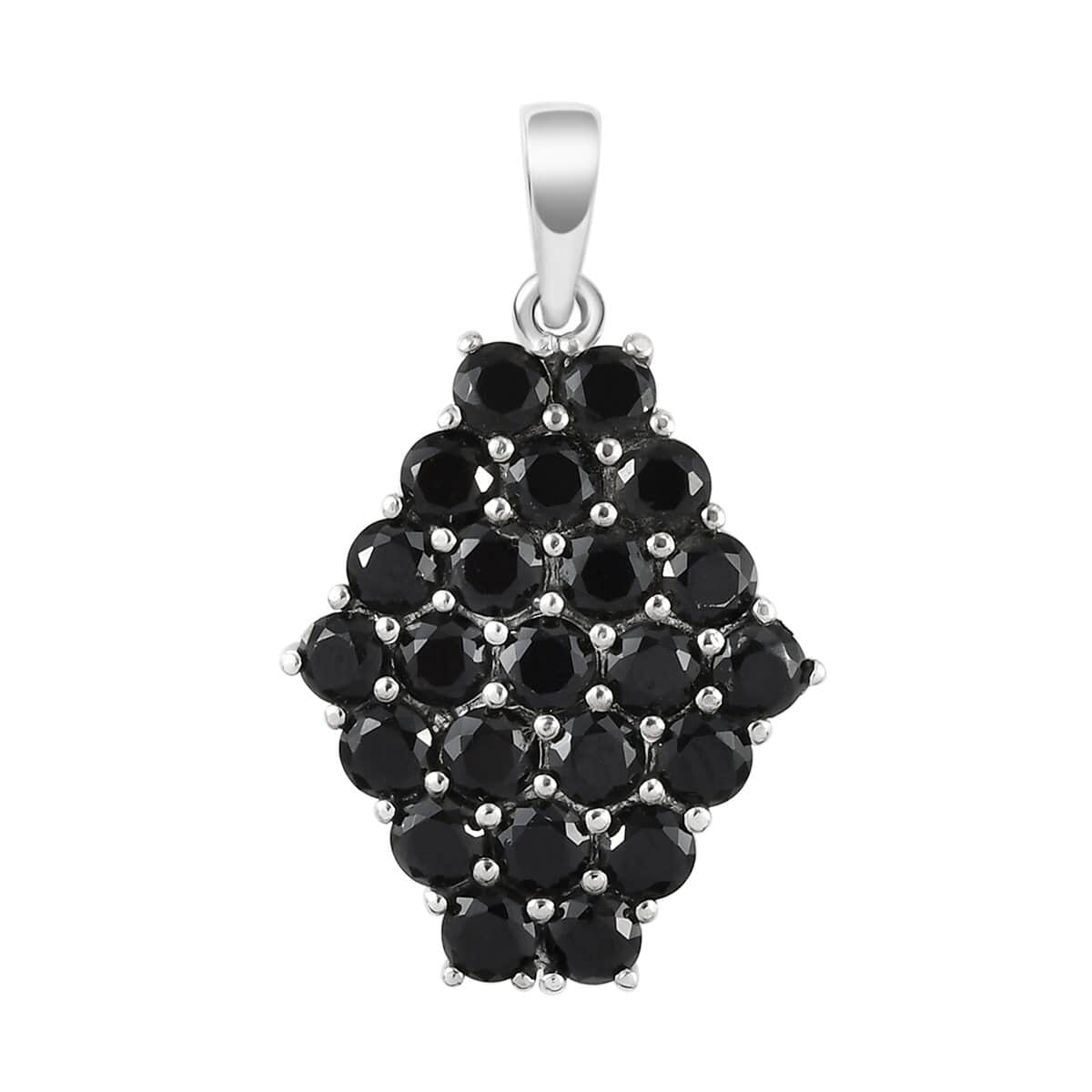 Thai Black Spinel Pendant in Stainless Steel 3.25 ctw , Tarnish-Free, Waterproof, Sweat Proof Jewelry image number 0