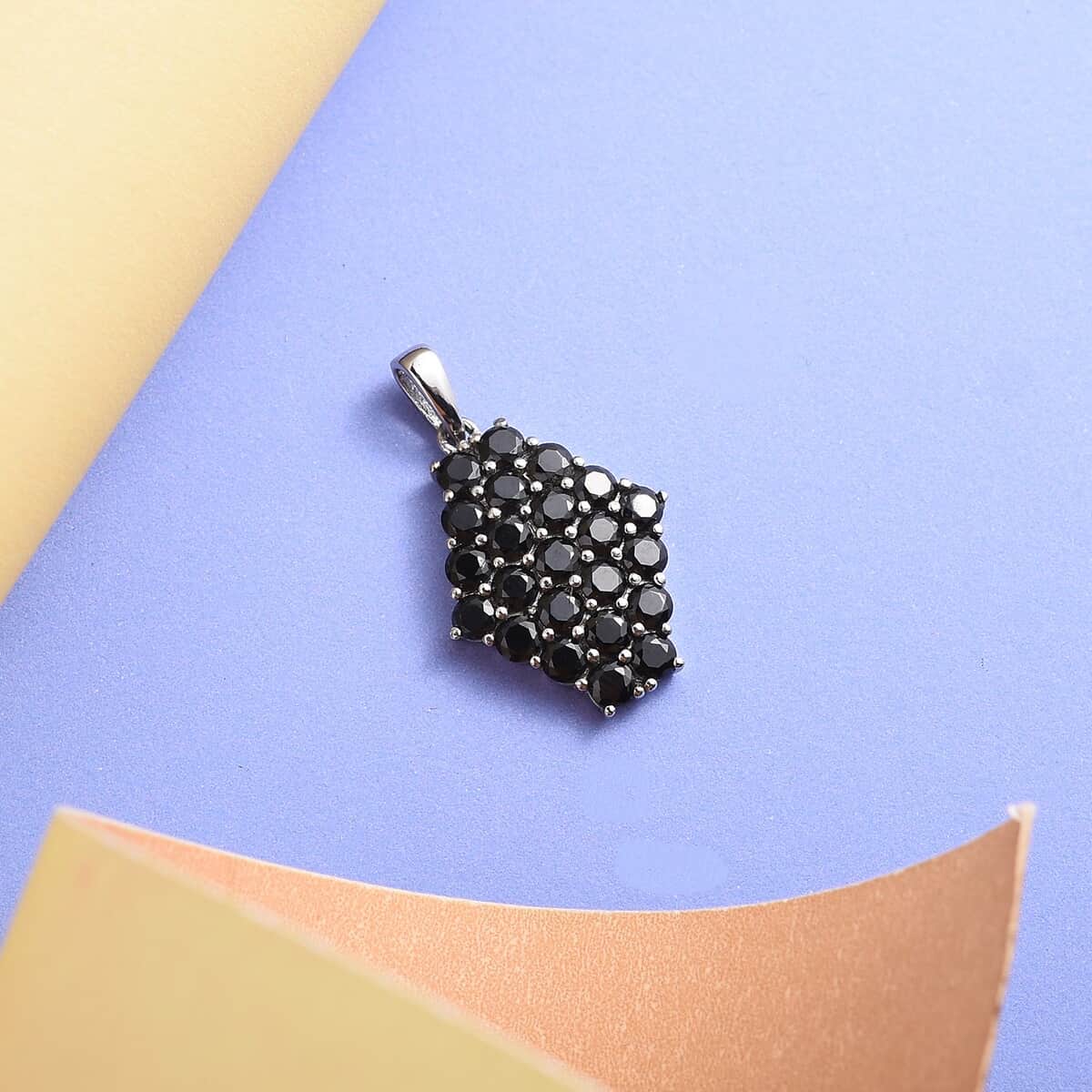 Thai Black Spinel Pendant in Stainless Steel 3.25 ctw , Tarnish-Free, Waterproof, Sweat Proof Jewelry image number 1