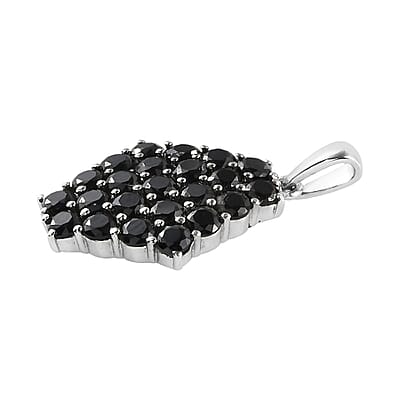 Thai Black Spinel Pendant without Chain in Stainless Steel 3.25 ctw , Tarnish-Free, Waterproof, Sweat Proof Jewelry