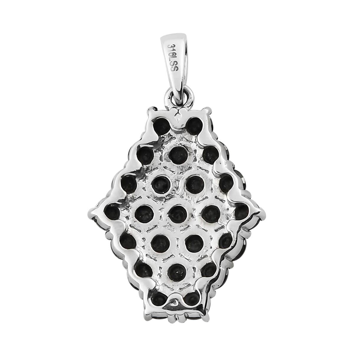 Thai Black Spinel Pendant in Stainless Steel 3.25 ctw , Tarnish-Free, Waterproof, Sweat Proof Jewelry image number 4