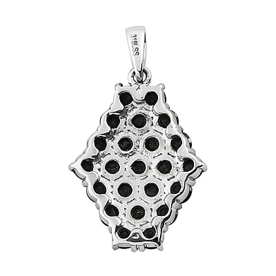 Thai Black Spinel Pendant without Chain in Stainless Steel 3.25 ctw , Tarnish-Free, Waterproof, Sweat Proof Jewelry