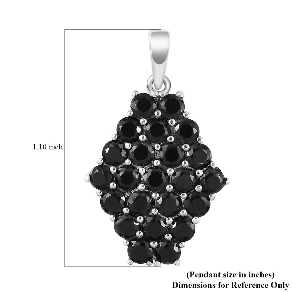 Thai Black Spinel Pendant in Stainless Steel 3.25 ctw , Tarnish-Free, Waterproof, Sweat Proof Jewelry image number 5