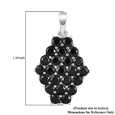 Thai Black Spinel Pendant without Chain in Stainless Steel 3.25 ctw , Tarnish-Free, Waterproof, Sweat Proof Jewelry