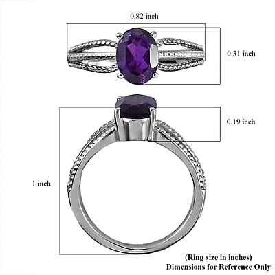 Amethyst Solitaire Ring in Stainless Steel (Size 6.0) 1.25 ctw