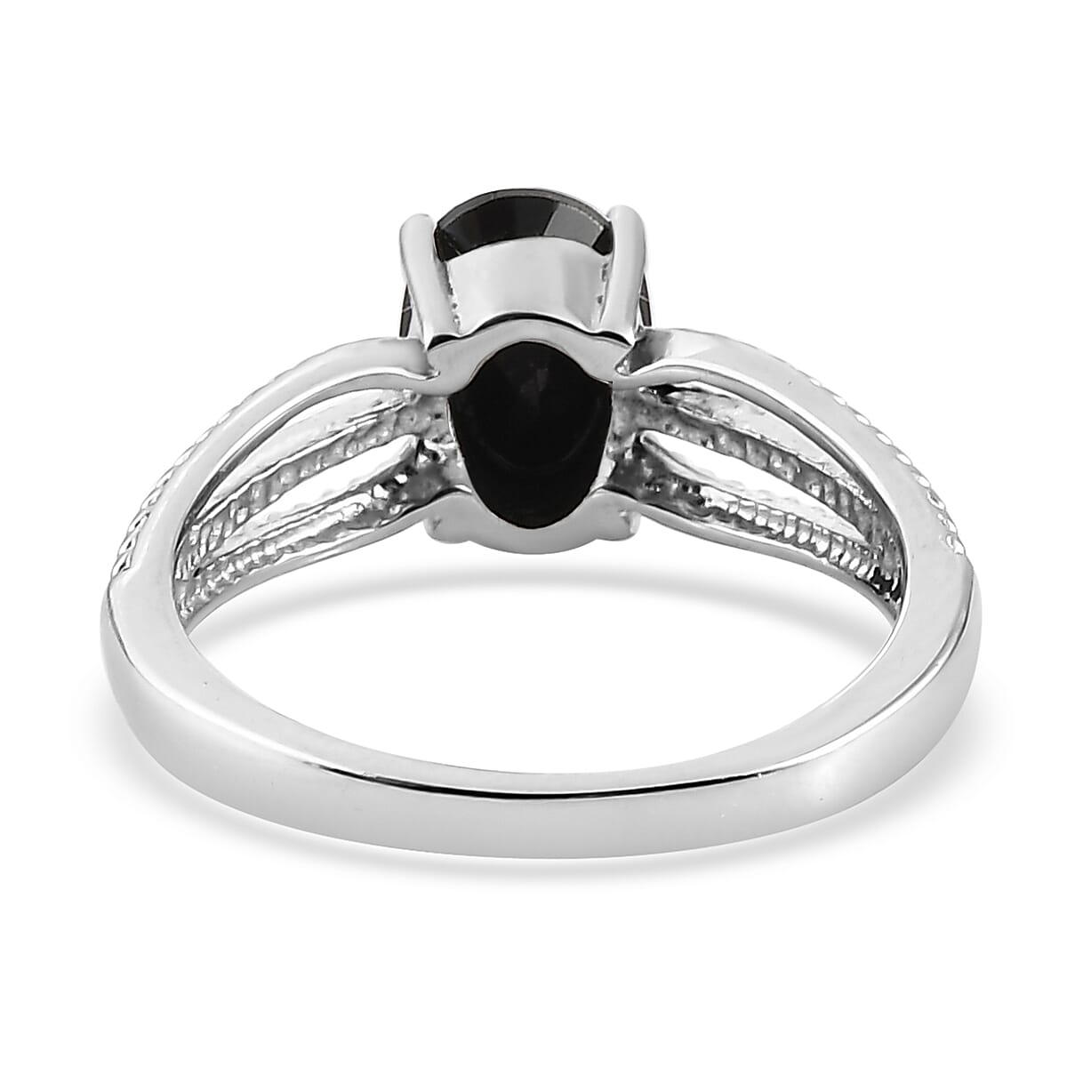 Thai Black Spinel Solitaire Ring in Stainless Steel (Size 6.0) 1.25 ctw image number 6