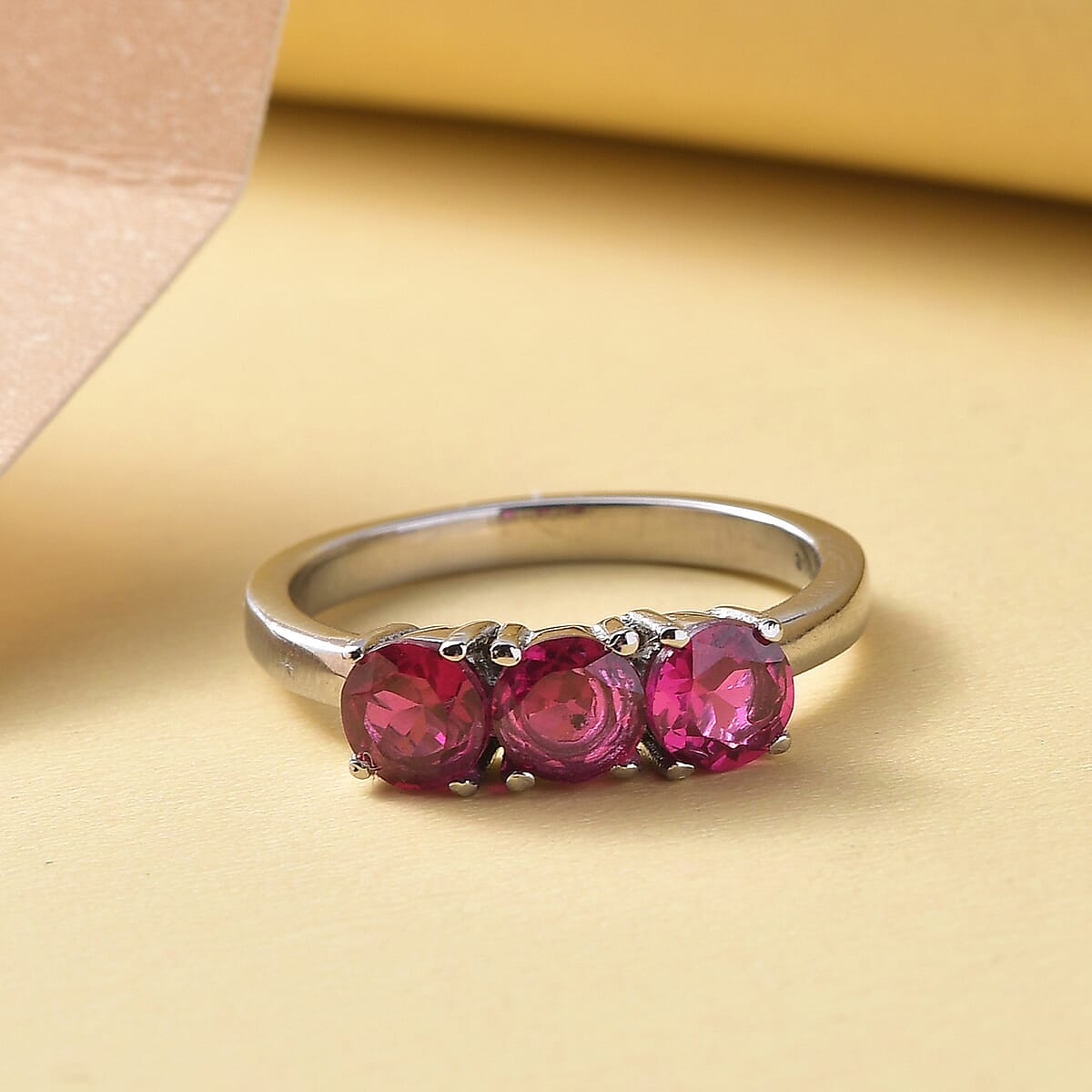 Lab Created Ruby Ring in Stainless Steel (Size 6.0) 1.30 ctw image number 2