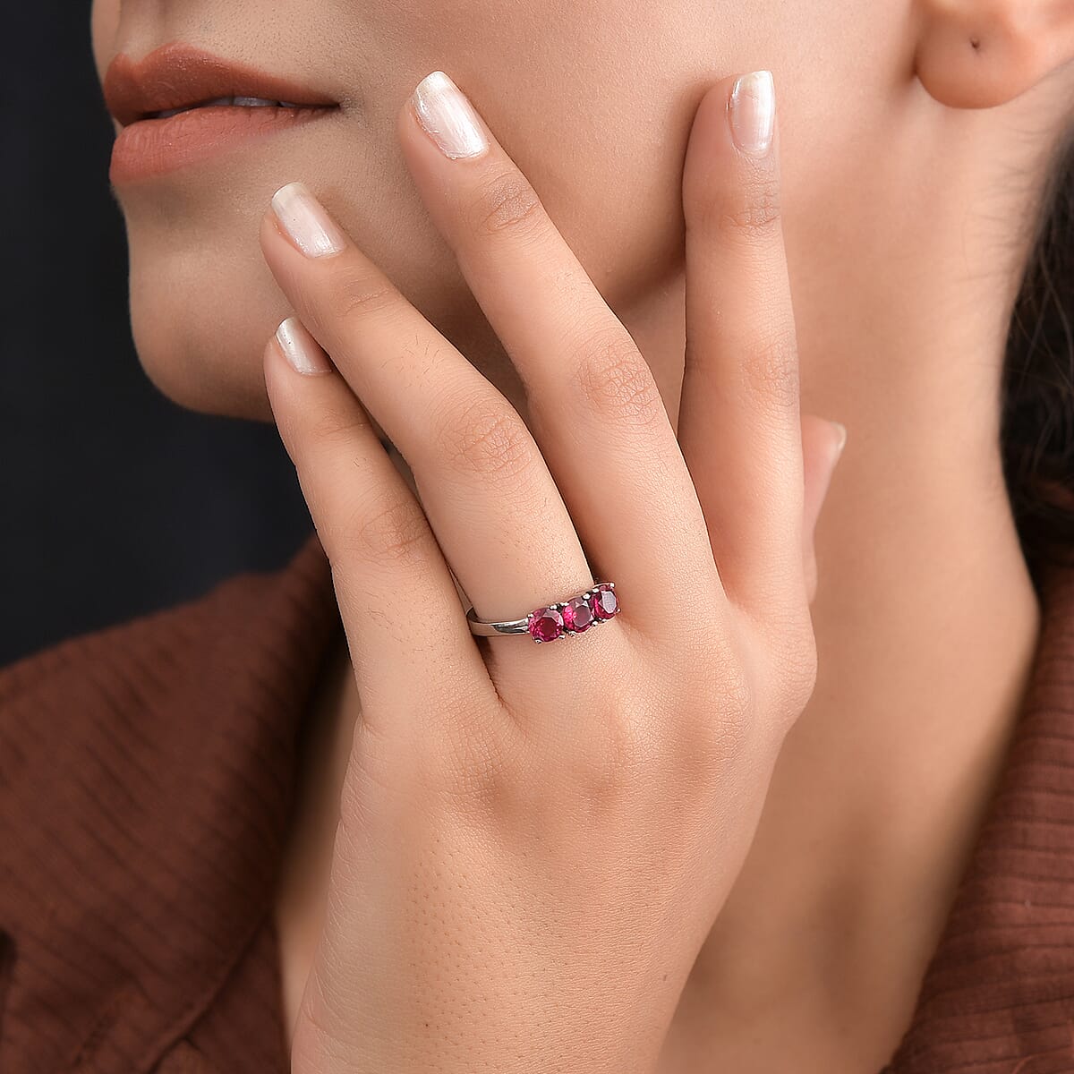 Lab Created Ruby Ring in Stainless Steel (Size 6.0) 1.30 ctw image number 3