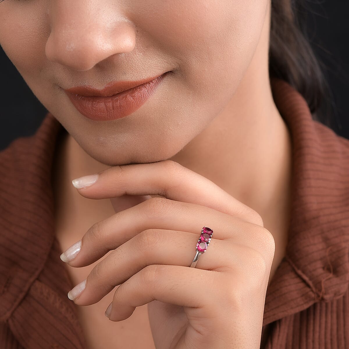 Lab Created Ruby Ring in Stainless Steel (Size 9.0) 1.30 ctw image number 4
